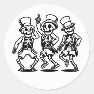 Skelette Spooky Bones tanzen Beängstigende Tanz Runder Aufkleber
