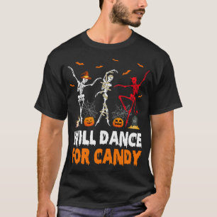Skelette tanzen zu kandinösen Halloween-Männern un T-Shirt