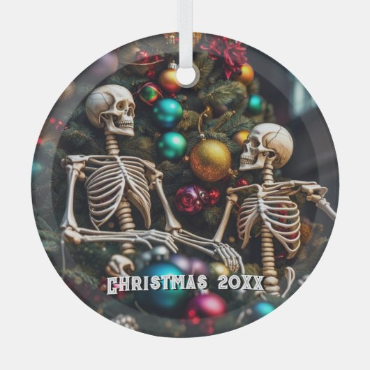 Skelette und farbenfrohe Ornamente Weihnachten (Vorderseite)