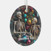 Skelette und farbenfrohe Ornamente Weihnachten (Vorderseite Rechts)