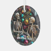 Skelette und farbenfrohe Ornamente Weihnachten (Vorderseite links)
