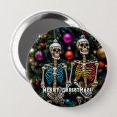 Skelette und farbenfrohe Ornamente Weihnachten Button (Vorne & Hinten)