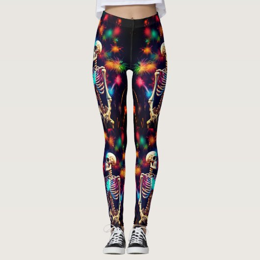 Skelette und Feuerwerke Leggings (Vorderseite)