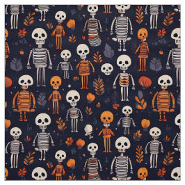Skelette und Kürbis in der Nacht Stoff