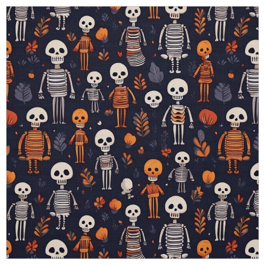 Skelette und Kürbis in der Nacht Stoff (Muster)