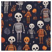 Skelette und Kürbis in der Nacht Stoff (Nahaufnahme)