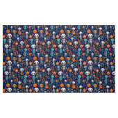 Skelette und Kürbis schwungvoll zwischen Stoff (Fat Quarter (45,7 x 55,9 cm))