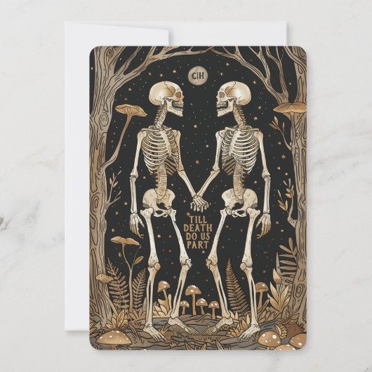 Skelette und Pilze bis zum Tod Einladung (Rückseite)