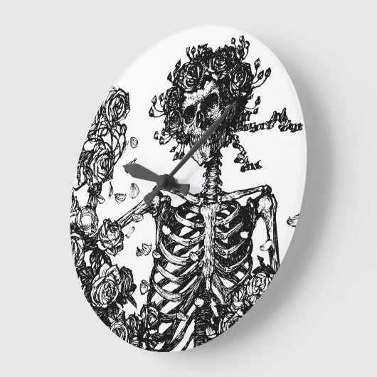 Skelette und Rose Große Wanduhr (Winkel)