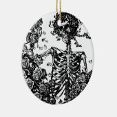 Skelette und Rose Keramik Ornament (Rechts)