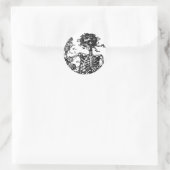Skelette und Rose Runder Aufkleber (Tasche)
