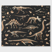Skelette von Dinosauriern und Fossilien Geschenkpapier (Flach)