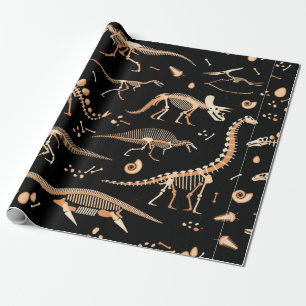 Skelette von Dinosauriern und Fossilien Geschenkpapier