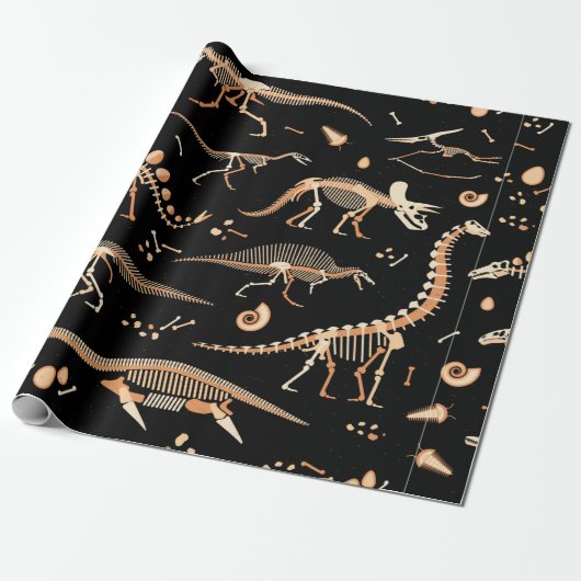 Skelette von Dinosauriern und Fossilien Geschenkpapier (Ungerollt)