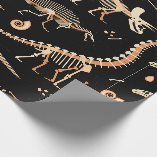 Skelette von Dinosauriern und Fossilien Geschenkpapier (Ecke)