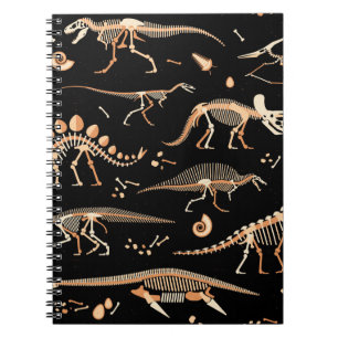 Skelette von Dinosauriern und Fossilienmuster Notizblock