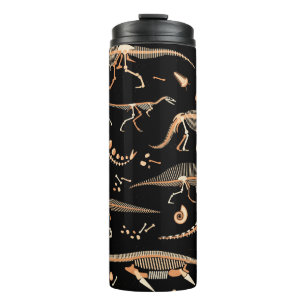 Skelette von Dinosauriern und Fossilienmuster Thermosbecher