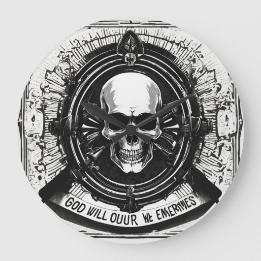 "SkelettElegance: Mini-Skull-Wall-Uhr Große Wanduhr (Vorderseite)