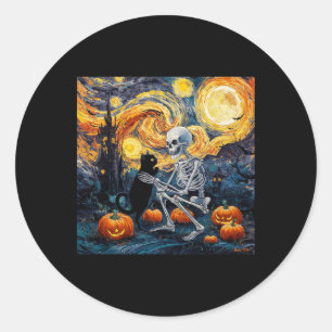 Skeletter Katze Skull Goth Halloween Männer Frauen Runder Aufkleber