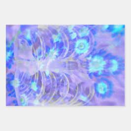 Skeletter Rib Cage Floral Lila Blue Vintag Xray Geschenkpapier Set