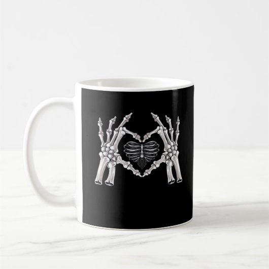 Skeletter Ribs Hand Heart Sign Kaffeetasse (Links)
