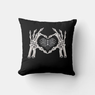 Skeletter Ribs Hand Heart Sign Kissen
