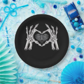 Skeletter Ribs Hand Heart Sign Pappteller (Party)