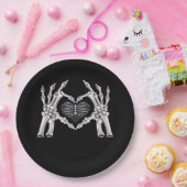 Skeletter Ribs Hand Heart Sign Pappteller (Party)