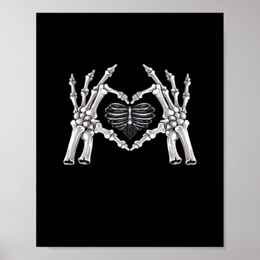 Skeletter Ribs Hand Heart Sign Poster (Vorne)