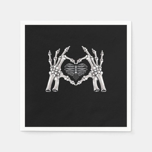 Skeletter Ribs Hand Heart Sign Serviette (Vorderseite)