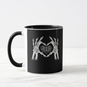 Skeletter Ribs Hand Heart Sign Tasse