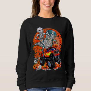 Skeletter Riding Dinosaur Rex Mummy Monster Truck  Sweatshirt