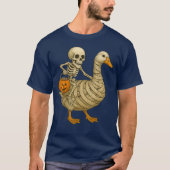 Skeletter Riding Mama Goose Halloween Funny Pumpki T-Shirt (Vorderseite)