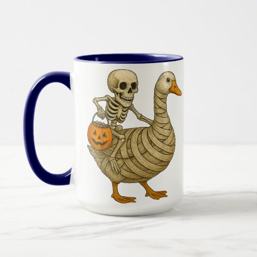 Skeletter Riding Mama Goose Halloween Funny Pumpki Tasse (Links)