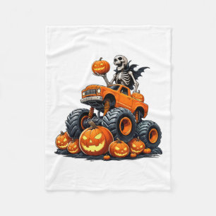 Skeletter Riding Monster Kruck Halloween Pumpkin K Fleecedecke