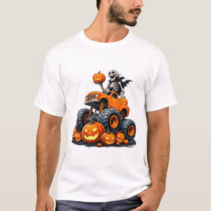 Skeletter Riding Monster Kruck Halloween Pumpkin K T-Shirt