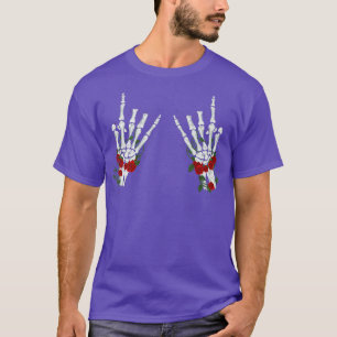 Skeletter Rock on Rockstar Rose Musik T-Shirt