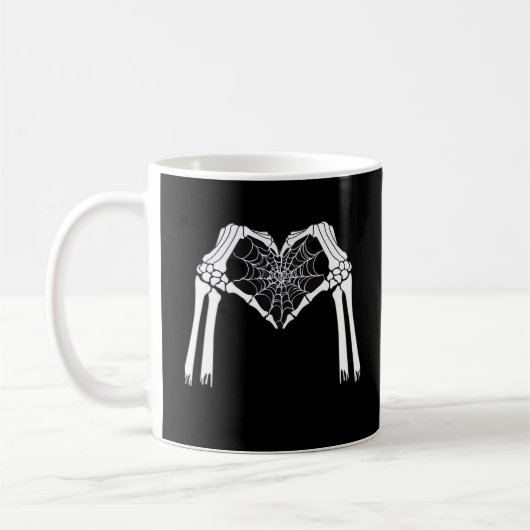 Skelettfächer Cobweb Herz (weiß) Klassisch Kaffeetasse (Links)