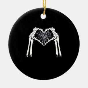 Skelettfächer Cobweb Herz (weiß) Klassisch Keramik Ornament