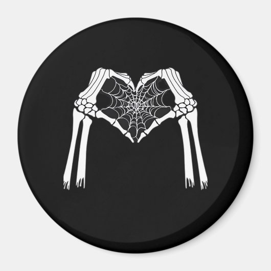 Skelettfächer Cobweb Herz (weiß) Klassisch Magnet (Vorne)