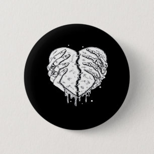 Skelettfächer Herz - Gothic Heart Classic Button