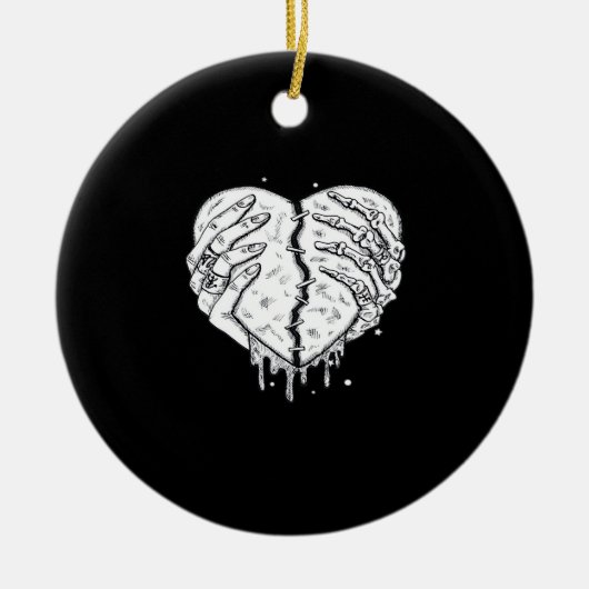 Skelettfächer Herz - Gothic Heart Classic Keramik Ornament (Vorne)