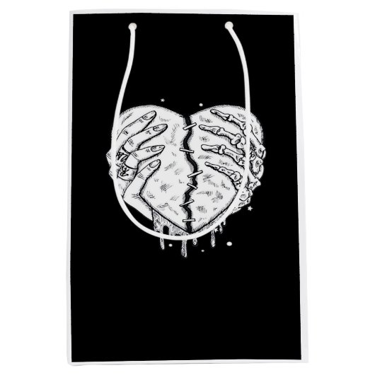 Skelettfächer Herz - Gothic Heart Classic Mittlere Geschenktüte (Vorderseite)