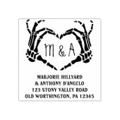 Skelettfächer Herzform Individuelle Rücksendeadres Gummistempel (Prägung)