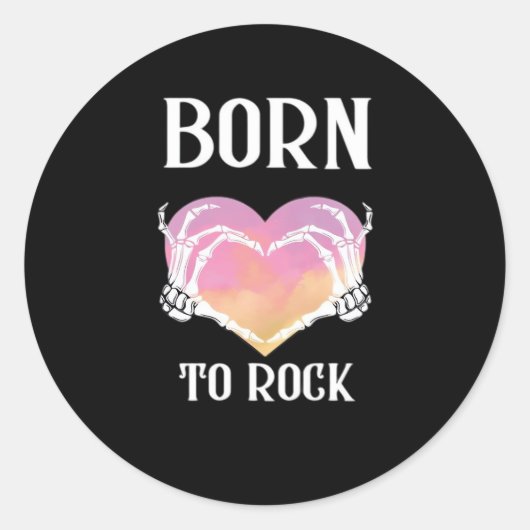 Skelettfächer Herzgrafik für klassische Runder Aufkleber (Vorderseite)