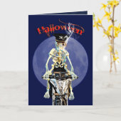 Skelettfahrer rauchen eine Zigarette Karte (Gelbe Blume)