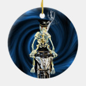 Skelettfahrer rauchen eine Zigarette Keramikornament (Hinten)