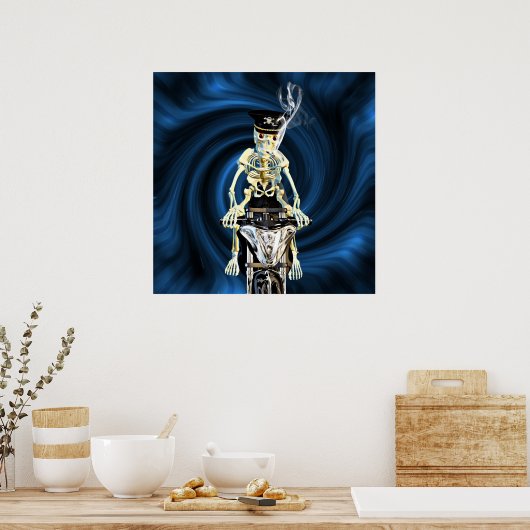 Skelettfahrer rauchen eine Zigarette Poster (Küche)