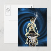 Skelettfahrer rauchen eine Zigarette Postkarte (Vorne/Hinten)