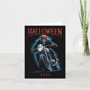 Skelettfahrer zu Halloween 2024 Karte
